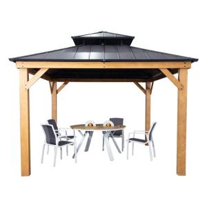 Gazebo Polycarbonate Double Roof Canopy Outdoor Aluminum Frame Pergola,