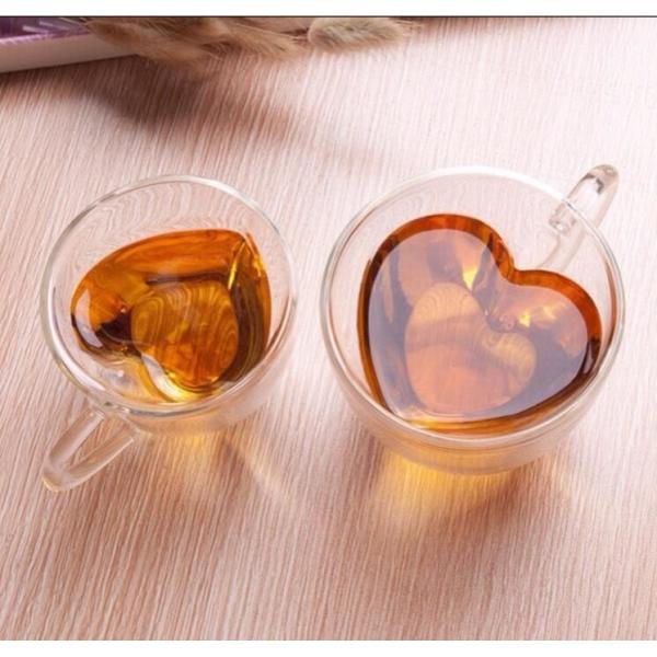 ISO9001 Transparent Glass Custom Drinking Cups Gift Heart Shaped 200ml-300ml