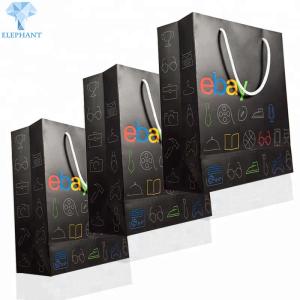 Offset Printing Black Paper Gift Bags With Handles Eco Friendly