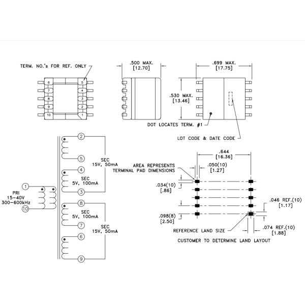 SMD SMPS Flyback Transformer For Gate Drives And Op-Amps 750313995