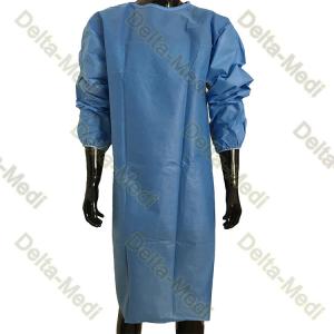 PP SMS Tie On Neck Elastic Cuff Sterile Reinforced Surgical Gown At Sleeves