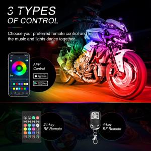 12 Pcs Motorcycle LED Light Kit APP/RF Control Waterproof 16 Million Color Brake