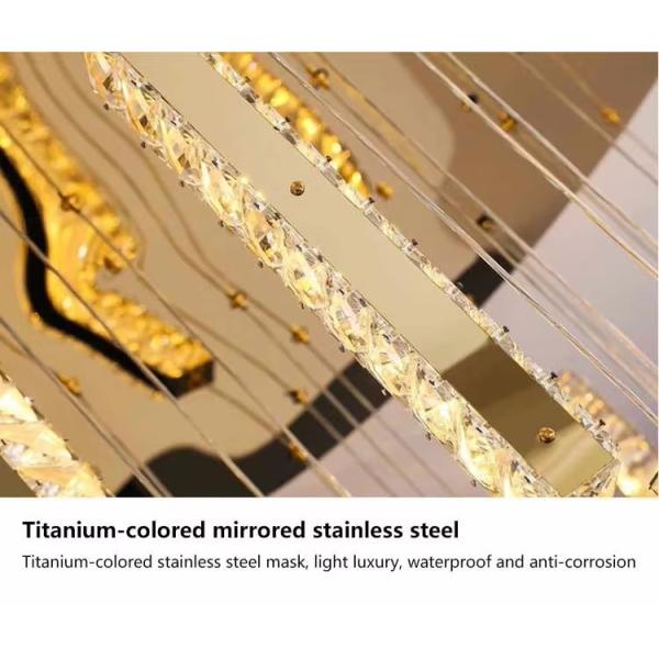 3000K-6500K Color Temperature Crystal Chandelier LED Ring for Modern Hotel Lobby Staircase Villa