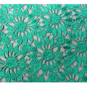 100% Polyester Chemical Lace embroidery Fabric with Green Color