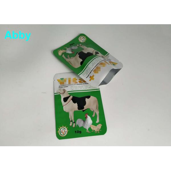 Quad Seal Tear Pet Food Pouch Customization Size For Chicken / Cattle / Sheep
