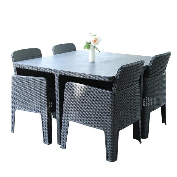 W160cm H75cm Table 4 Seater Rattan Dining Set , Wicker Rattan Table And Chairs