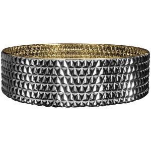 Artistic Round Countertop Basin Unique Crystal Glass Vessel Sinks British Gold