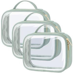 China Shockproof And Durable Clear Green Cosmetic Bags With Handle on sale