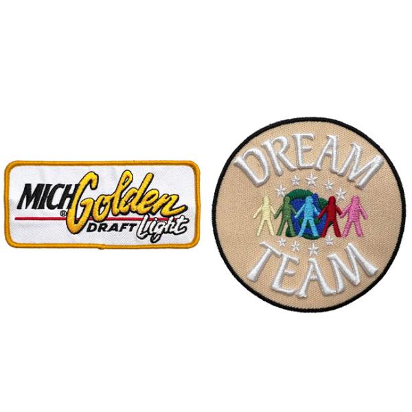 Twill Fabric 3D Iron On Embroidery Letters Merrow Border Embroidery Patch With PMS Colors