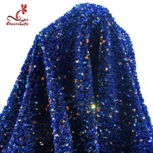 SGS Laser Sequins Shinny Embroidered Lace Fabric With Elastic Mesh