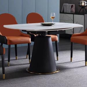 Flex Round Extension Dining Table , Marble Extension Dining Table 1500mm Length