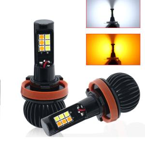 H1 H3 H4 H7 H8 H11 9006 880 Led Flash Light Bulb Two Color Universal Led Fog