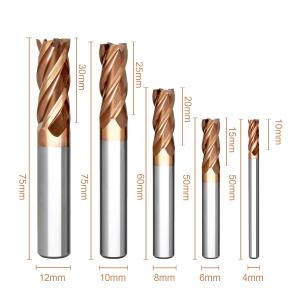 HRC55 Golden Long Reach Endmill 4 To Carbide End Mill