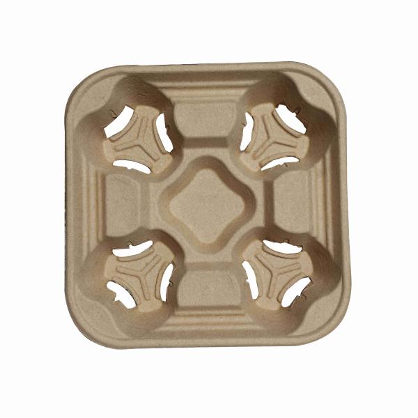 Quality Takeout Containers/Cup Holder For 4 Cups 100% Compostable Biodegradable For Coffee Or Tea Cup wholesale