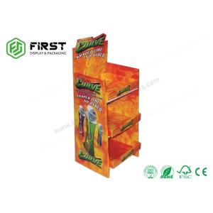 Full Color Printing Portable Paper Cardboard Floor Display Shelf With Removable