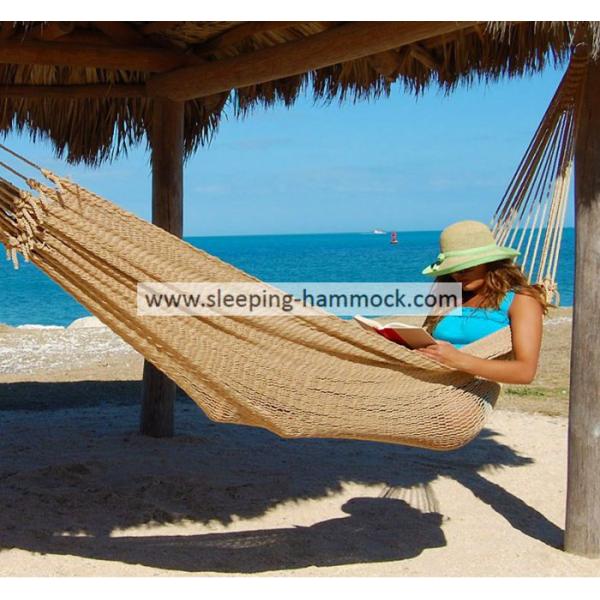 Traditional Travel Queen Size Hand Woven Mayan Hammock Without Stand For Two Person Tan