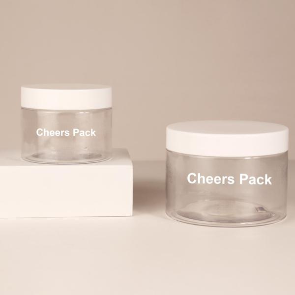 Wholesale Skincare Empty Body Scrub PET Jar Container Clear Round Plastic Body Scrub Jars With Lids