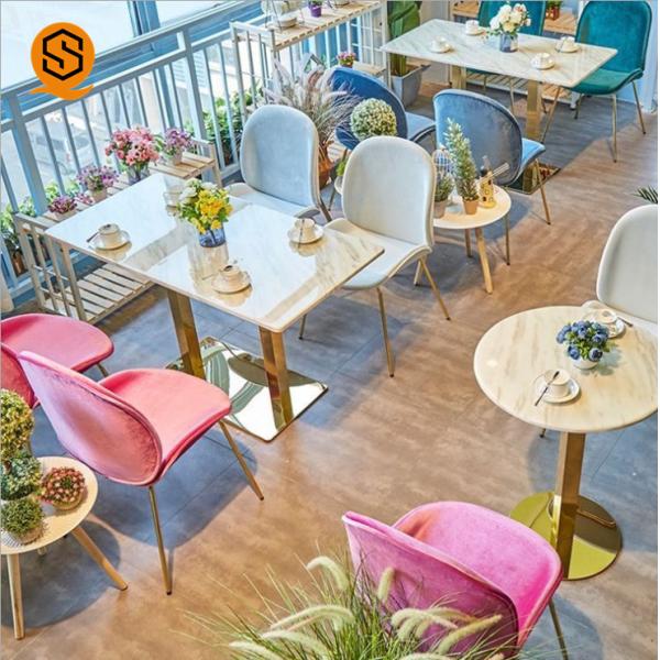 Quality Country Style Marble Rectangle Dining Table With Stainless Steel Construction wholesale