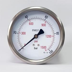China 100mm 1500 psi 7 MPa Vibration-proof Lower Back Mounting Manometer Silicone Oil Liquid Filled Pressure Gauge on sale