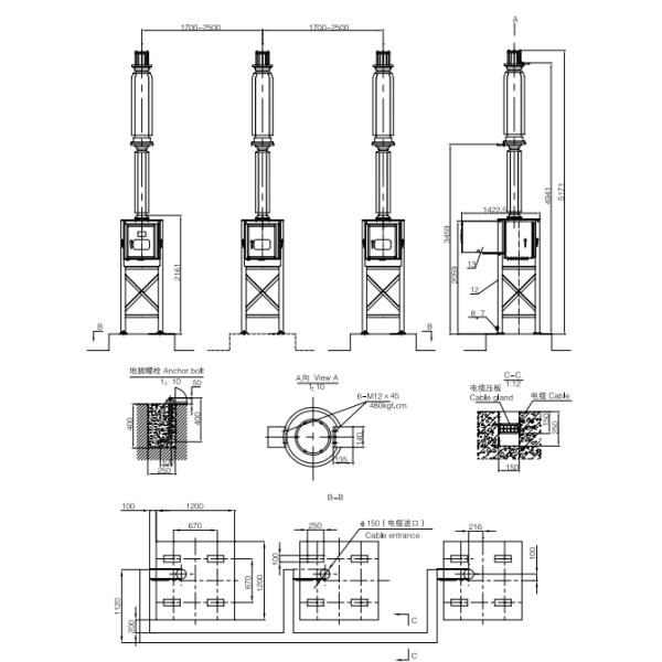 LW36A-145KV Live Tank High Voltage SF6 Circuit Breaker