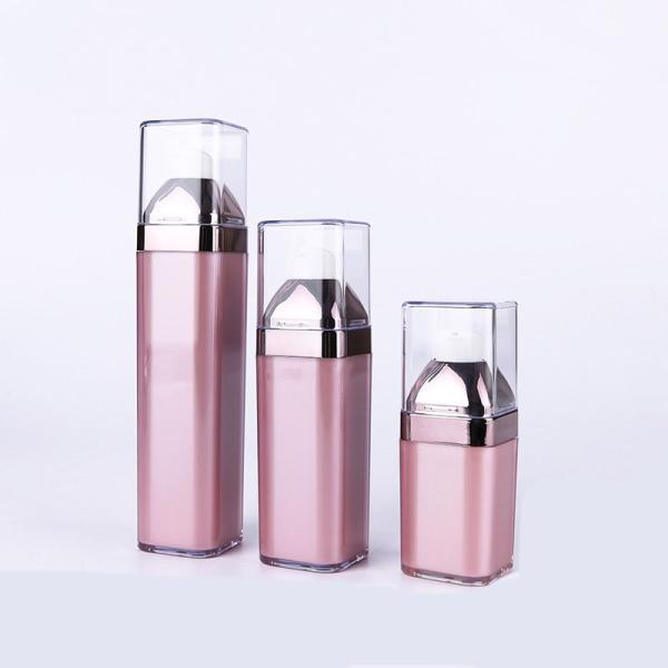 Pink Airless Cosmetic Bottles With Double Body Design