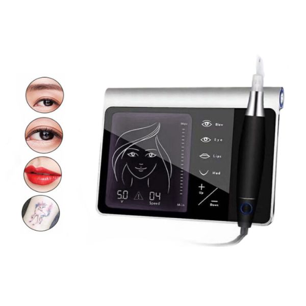Black Digital PMU Microblading Pen Stainless Steel Electric Tattoo Gun Kit for