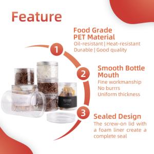 Custom Clear Wide Mouth PET Plastic Jars Cylinder Shape For Chocolate