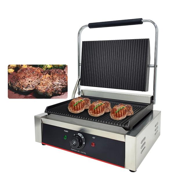 Quality 220v Electric Contact Grill with Full Grooved Plates and Dismountable Oil Collector wholesale