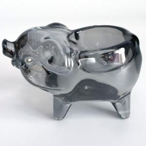 Simple Design Eco-Friendly Glass Transparent Animal Shape Pig Candle Holder for