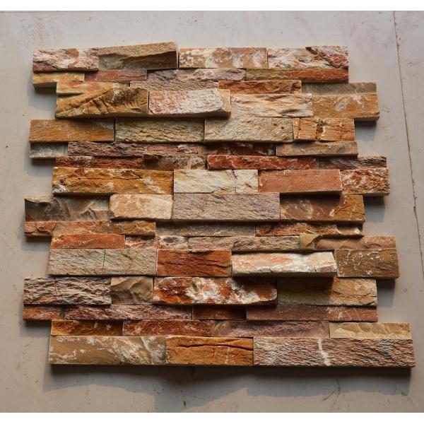 Quality Natural Polished Wooden Vein Ledge Stone Wall Cladding 15mm Thickness wholesale