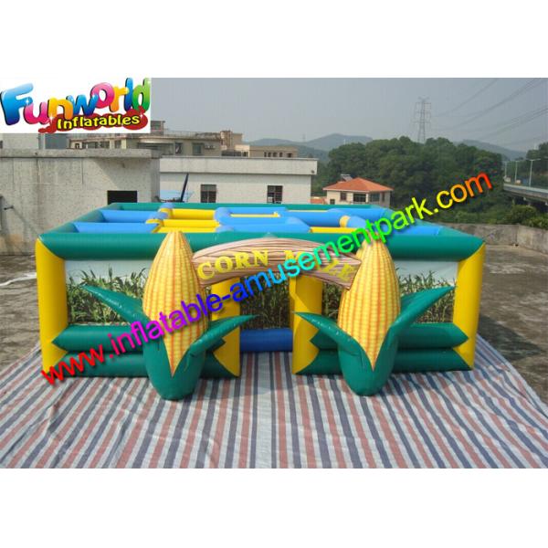 Green Inflatable Sports Games ,Yellow 0.55mm PVC Tarpaulin Inflatable Corn Maze