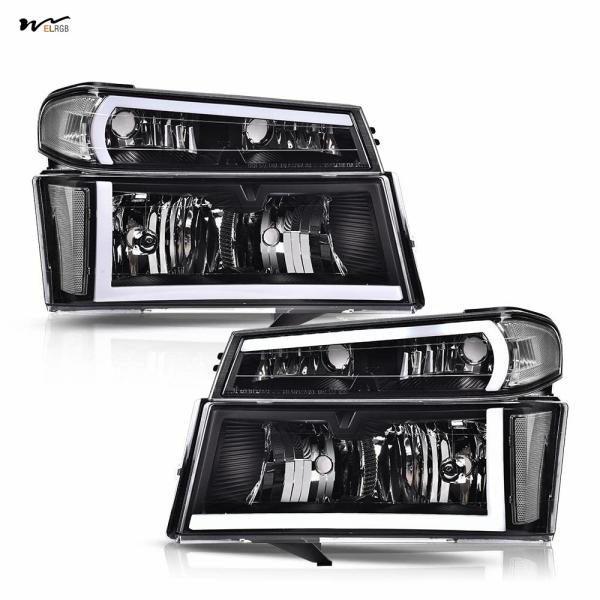 LED DRL Headlights Clear Lens Black Housing Clear Reflector Left Right Head Lights 12V