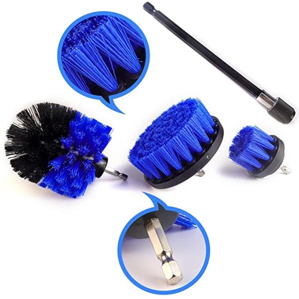 Quality 3pcs Blue Colour Electric Drill Brush Attachment With 1Extension Rob Cleaning wholesale