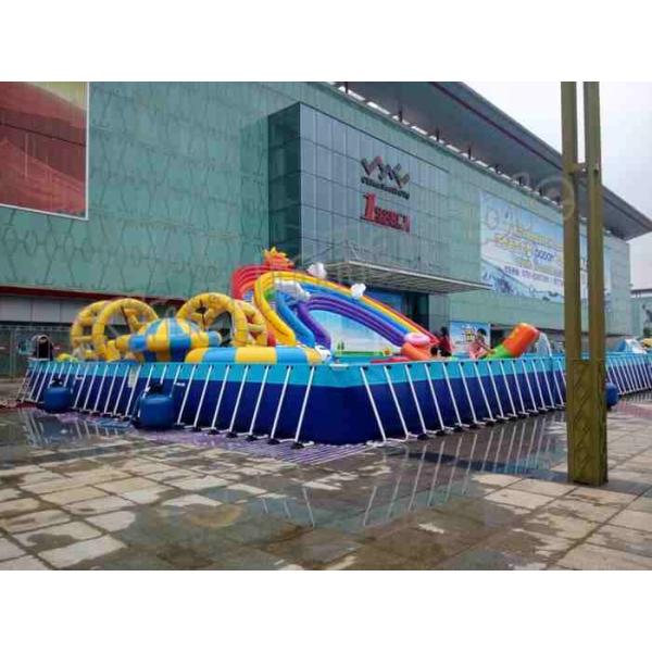 Quality Large Frame Pool / Rainbow Slide Amazing Inflatable Water Park For Entertainment wholesale