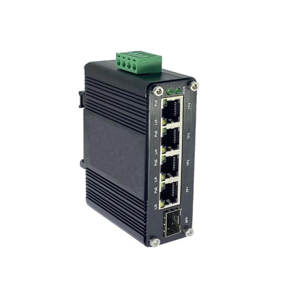 Quality 4 Port 1000M 802.3at PoE 1 Port 100M or 1000M SFP Ethernet Switch 12V to 48V wholesale