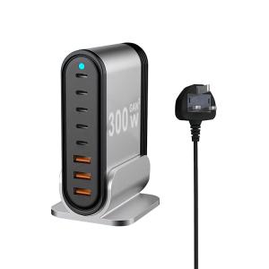 300W USB-C Charger 8-Port PD 100w 40w 12watt 5V 2.4a Fast Charger Station for