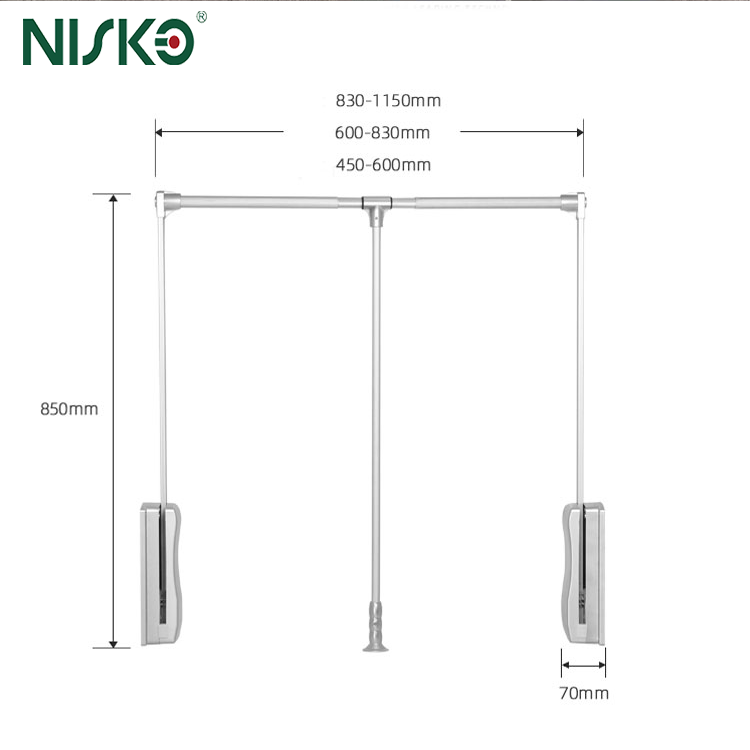 Pull Down Clothes Hanger Lift Rail Soft Closing Clothes Hanging Rack for