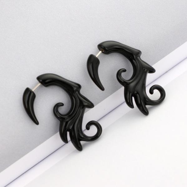 Punk Earring Plugs for Women Piercing Black Color Earrings Srcew Crooked Shape Ear Party Band Jewelry
