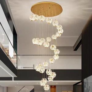 Modern Hotel Wedding Decor Crystal Hall Lamp With D120mm Light Source And 50000 Hours Lifespan Round Crystal Flower Pendant Light