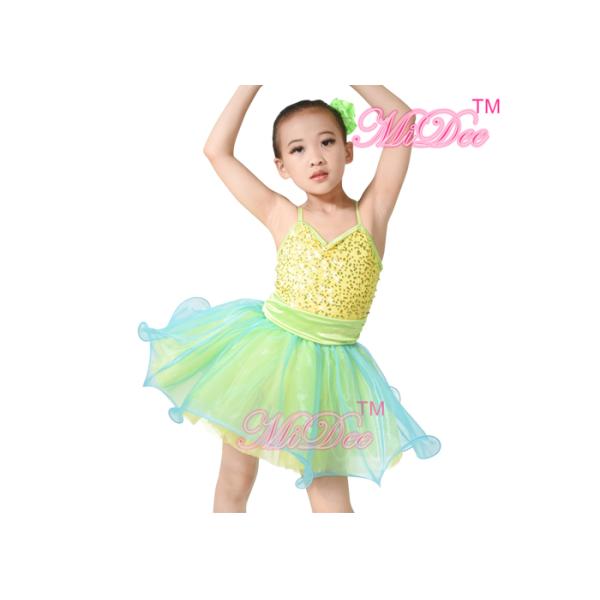 lyrical ballet dance costumes Sequin Tops Two Colors Layered Tulle Skirt