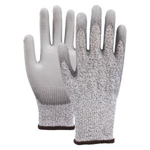 China Anti Slip / Cut Resistant 13 Gauge Grey PU Coated Palm Work Gloves For Protection And Customized Design on sale