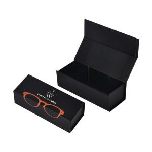 Black Magnetic Folding Eyewear Packaging Box Rectangle Paperboard