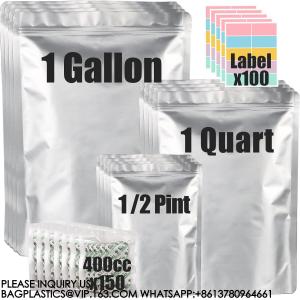Mylar Bags For Food Storage With Oxygen Absorbers & Labels, 10 Mil Thick 3 Sizes