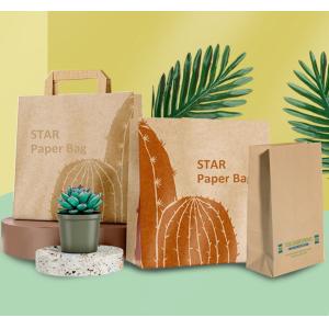 Custom Printed Biodegradable Kraft Paper Bags With Handle for Coffee Bake