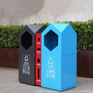 Cheap 3 Colour Metal Waste Bin Creative Decorative Trash Bin For Backyard for sale