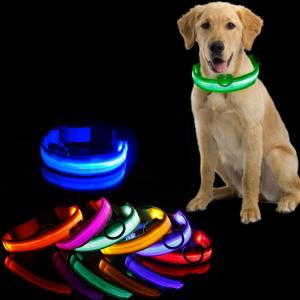 LED Dog Collar Waterproof Flashing Light Up Night Walking Adjustable USB
