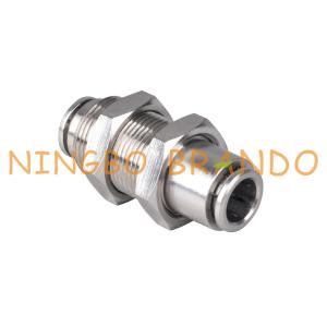 China Brass Pneumatic Push In Air Fittings Bulkhead Union 6mm 8mm 1/8'' 1/4'' on sale