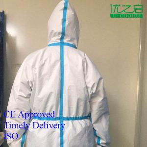 China Dust Proof Disposable Coveralls With Hood And Boots Waterproof Isolation on sale