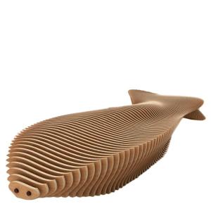 New Design Wood Sliced Sculpture Bench Commercial Waiting Bench Seat