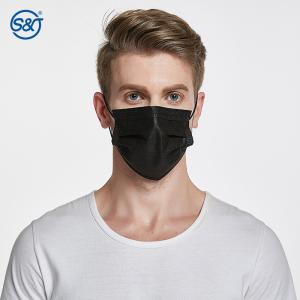 S&J Protective Nonwoven Disposable Black Face Mask Surgical Respirator 4-ply